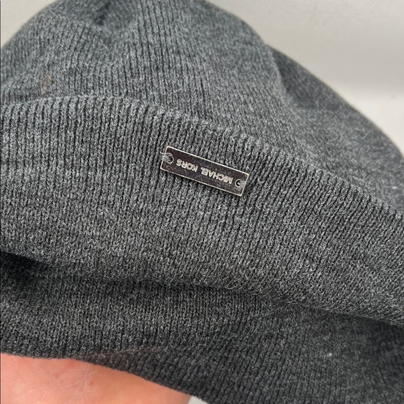 Michael Kors Charcoal Knit Beanie with MK Logo - Picture 2 of 3